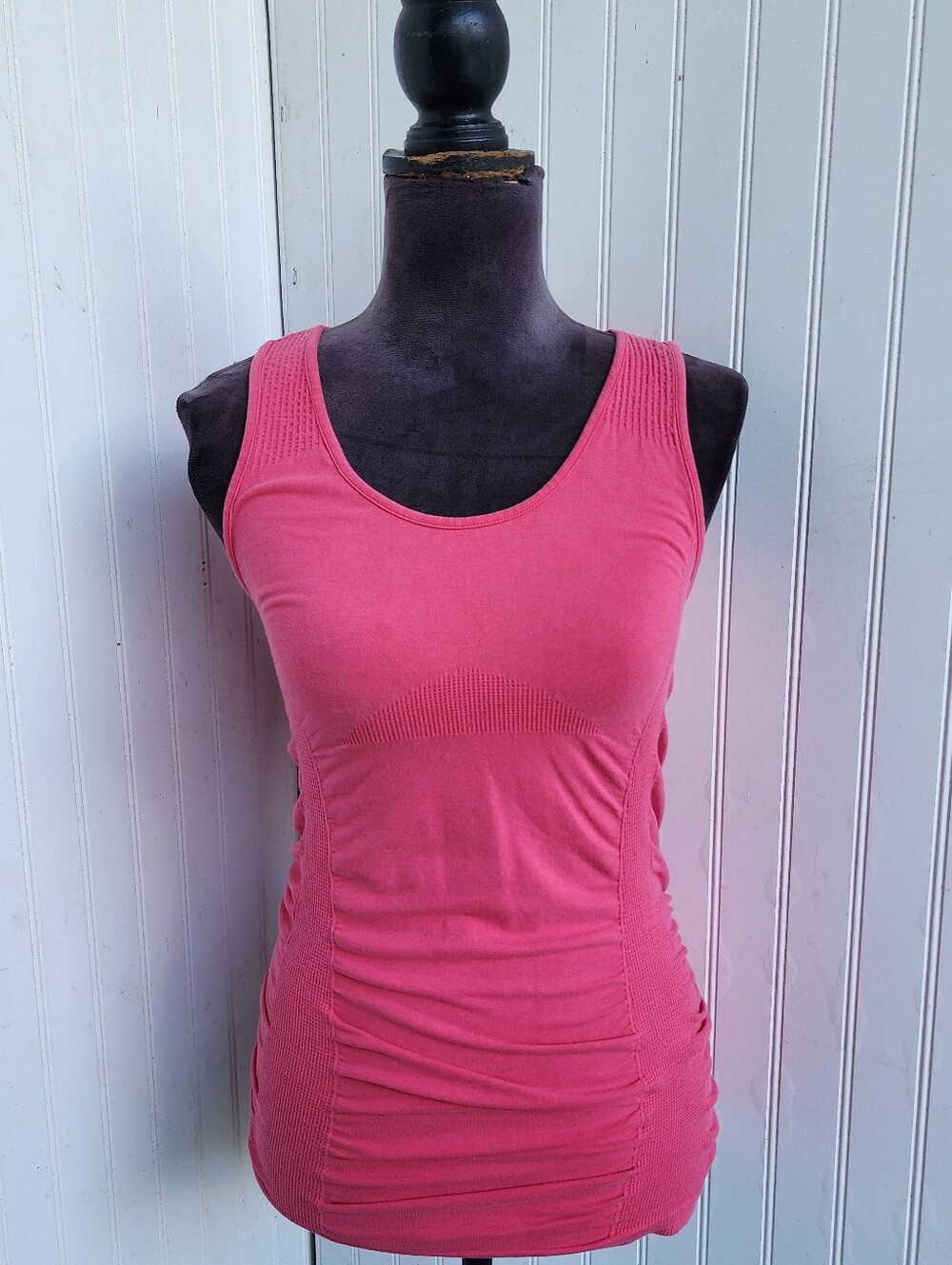 Athleta Women's Pink Fast Track Ruched Racerback Tank Organic Cotton Nylon Sz S